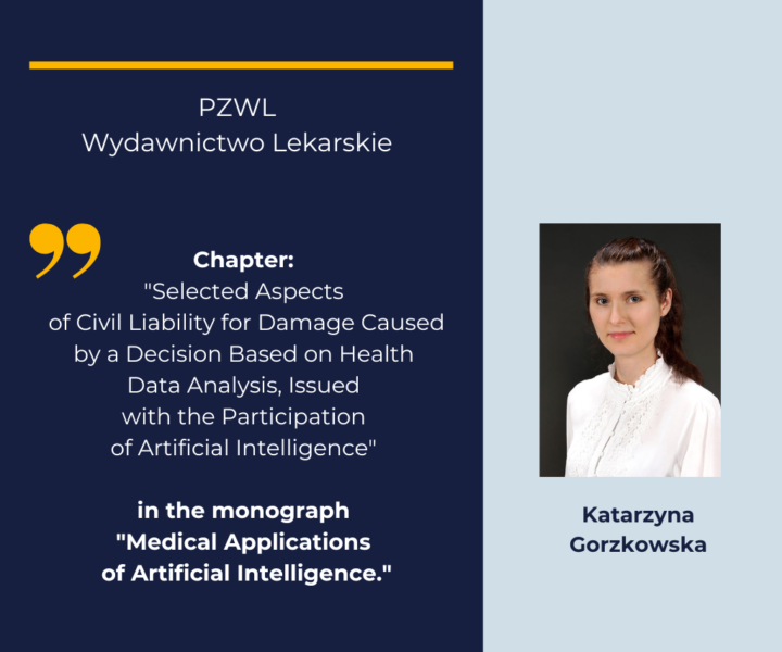 Katarzyna Gorzkowska – Co-Author of the Monograph Medical Applications of Artificial Intelligence